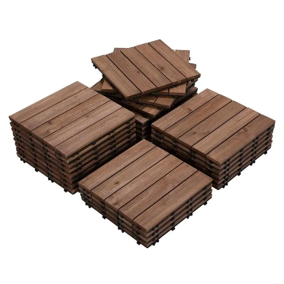 Wood Deck Tiles 12″X12″ Interlocking, Snap Together Patio Flooring Covers 32 Sq ft, Non-Slip Water Resistant Balcony Pool Deck